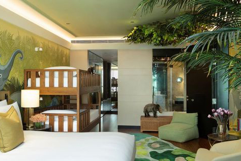 chambre de costume familiale design vert