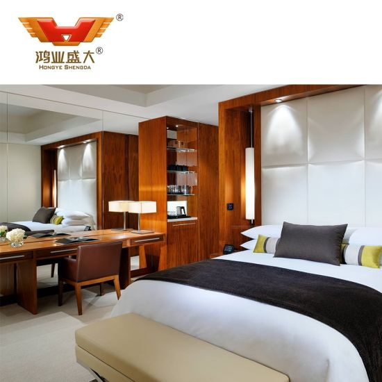 Ensemble de meubles de chambre à lit complet d'hôtel de luxe en bois