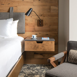 Table de nuit en bois d'hôtel fixe pour meubles de chambre