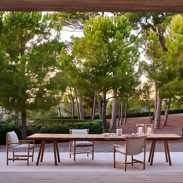 Collection de mobilier d'extérieur d'hôtel de luxe inspirée par un designer pour patio et terrasse