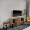 Meuble TV d'hôtel à étagère ouverte avec minibar