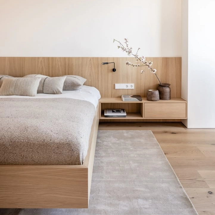 Table de nuit murale en bois pour chambre d'hôtellerie