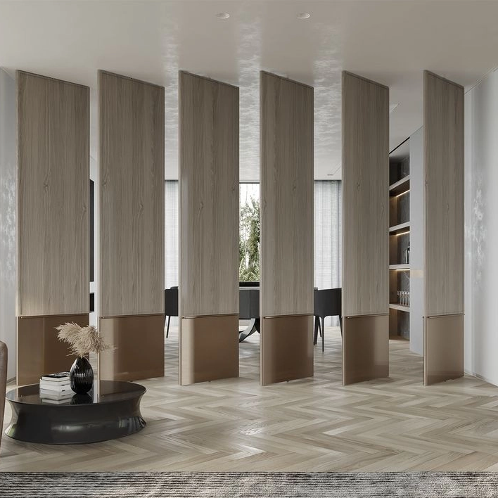 Cloison de séparation insonorisée mobile en bois coulissante pour hôtel
