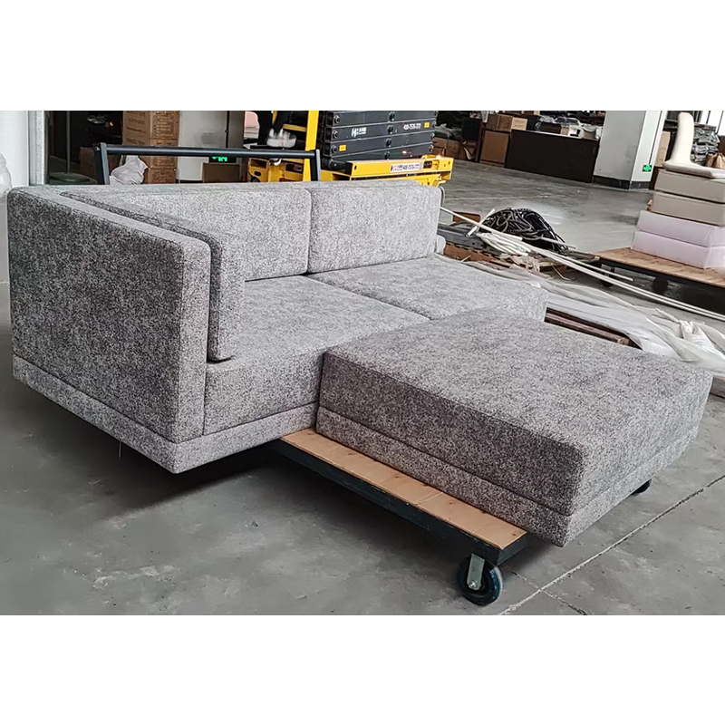 Canapé d'hôtel modulaire en tissu droit avec pouf