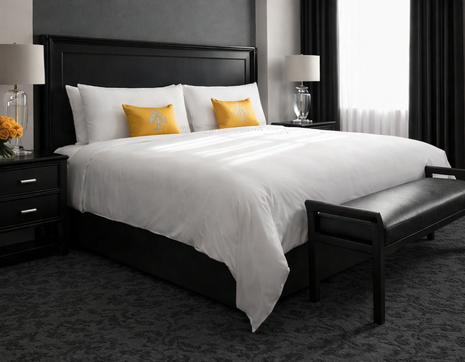 Ensemble de chambre à coucher noir pour hôtels de charme : design moderne et options personnalisées