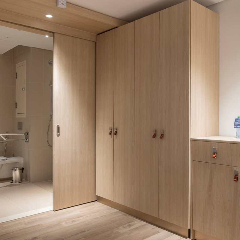 Système de garde-robe d'hôtel en placage de bois intégré