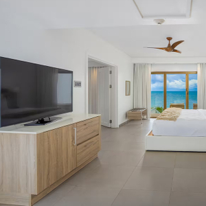 Meuble TV design moderne à grain de bois pour chambre d'hôtel