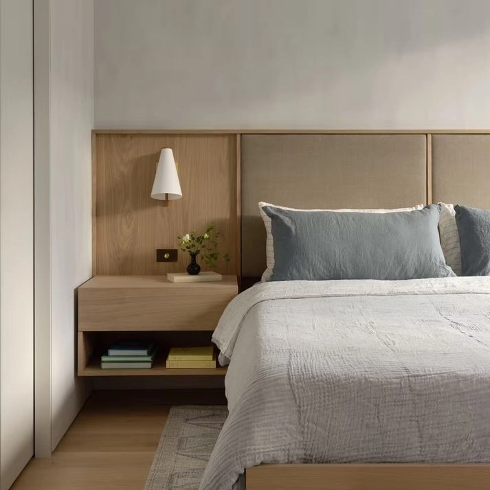 Table de nuit murale en bois pour chambre d'hôtellerie