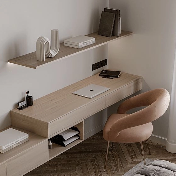 Bureau d'écriture d'hôtel moderne en bois avec tiroirs