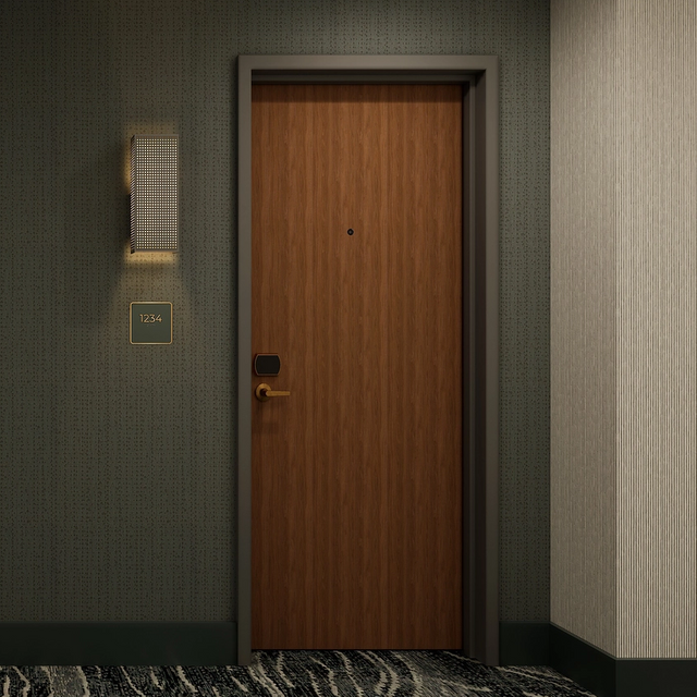 Porte intérieure en bois personnalisée pour hôtel