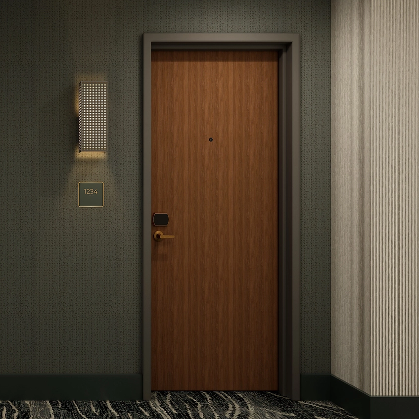 Porte intérieure en bois personnalisée pour hôtel