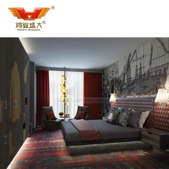 Ensemble de meubles de chambre à lit complet d'hôtel de luxe en bois