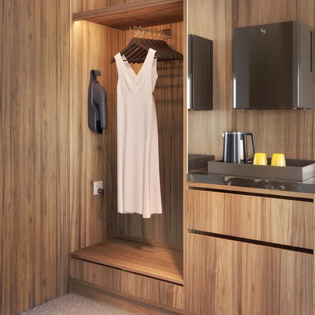 Armoire d'hôtel personnalisée avec éclairage LED pour chambres d'hôtes