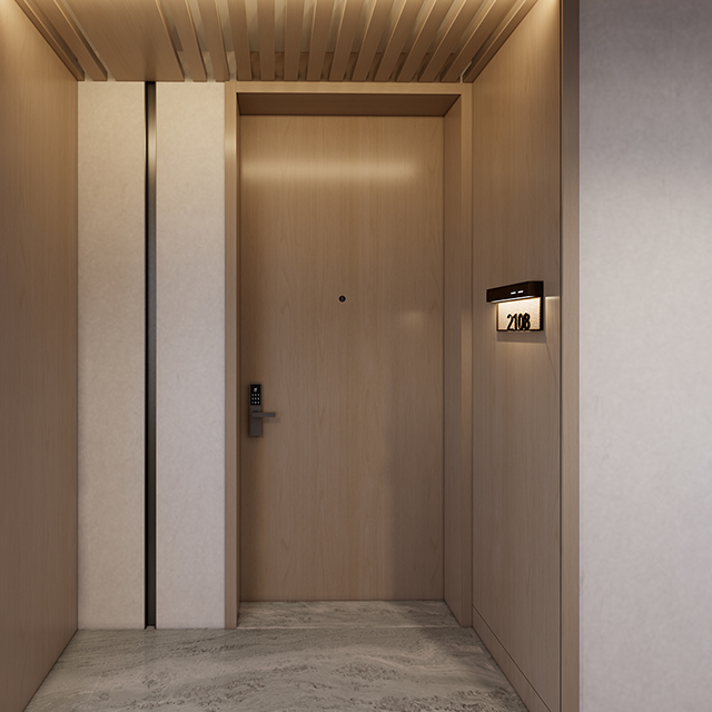 Porte de chambre d'hôtel en bois insonorisée pour les suites de chambres d'hôtes
