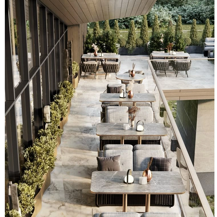 Ensemble de meubles d'extérieur de patio de jardin d'hôtel
