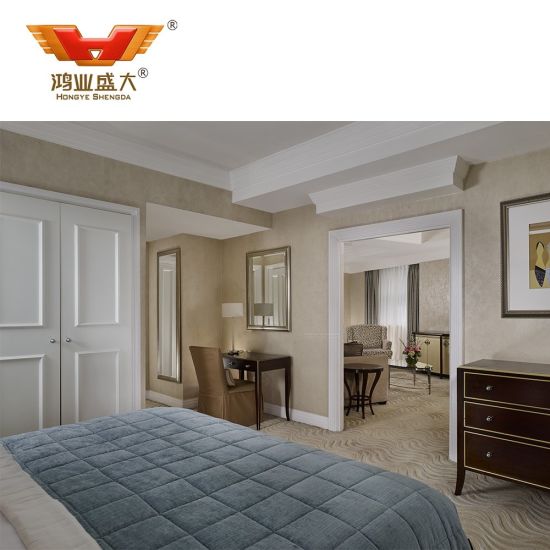 Ensemble de chambre à coucher de meubles de chambre à coucher en bois massif d'hôtel 5 étoiles