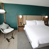 Très grand lit plateforme de style Holiday Inn avec tête de lit rembourrée