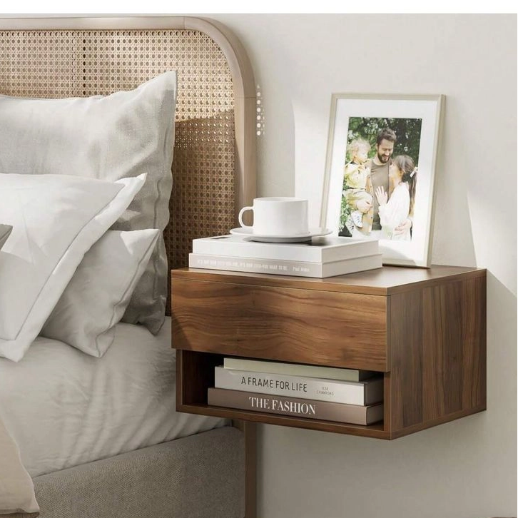 Table de nuit murale en bois pour chambre d'hôtellerie