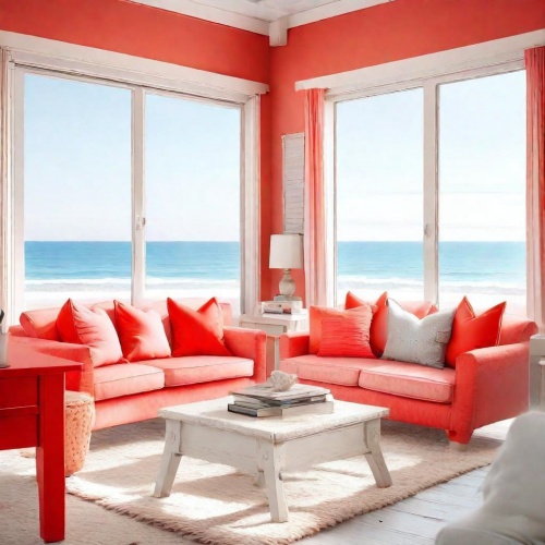 Gris oc&eacute;an et rouge corail