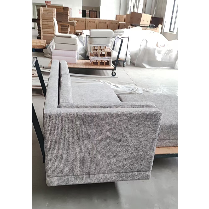 Canapé d'hôtel modulaire en tissu droit avec pouf