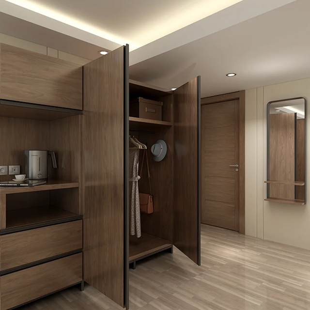 Armoire d'hôtel personnalisée avec éclairage LED pour chambres d'hôtes