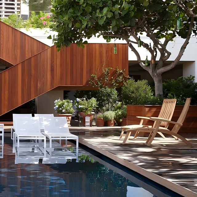 Collection de mobilier d'extérieur d'hôtel de luxe inspirée par un designer pour patio et terrasse