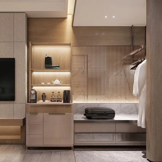 Armoire en bois sur mesure pour meubles de suite d'hôtel de chambre à coucher