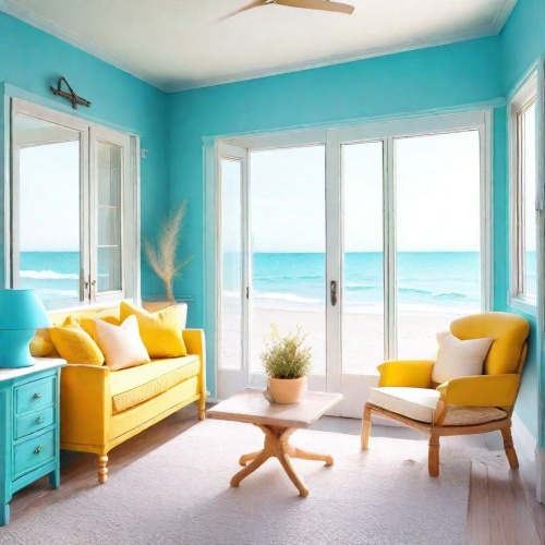 Turquoise et jaune ensoleill&eacute;