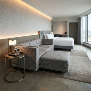 Canapé d'hôtel modulaire en tissu droit avec pouf