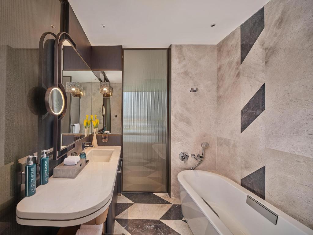 salle de bain d'une chambre d'h&ocirc;tel (3)