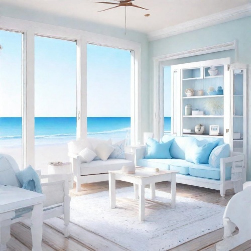 bleu doux et blanc