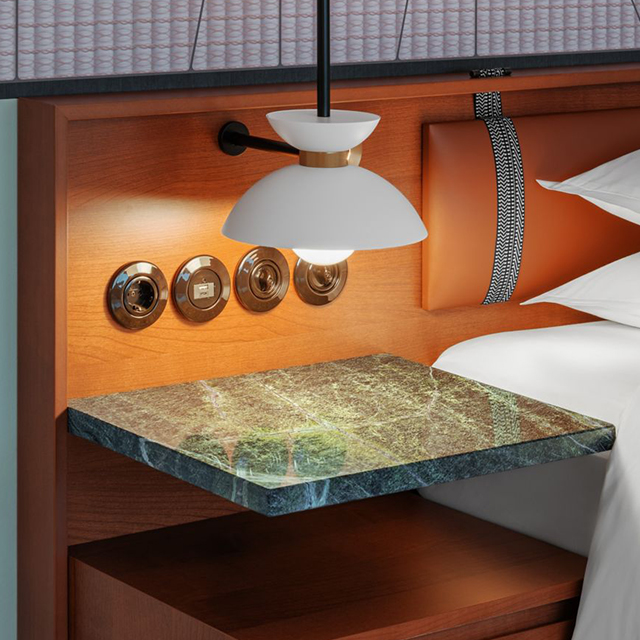 Table de chevet d'hôtel moderne avec chargement USB