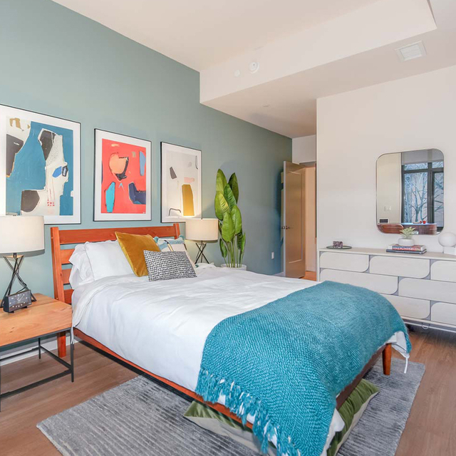 Solution de meubles de logement multifamilial, ensemble de meubles de chambre à coucher en bois permettant d'économiser de l'espace