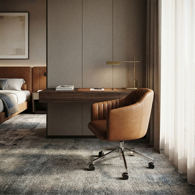 Chaise de bureau pivotante en cuir pour chambre d'hôtel moderne