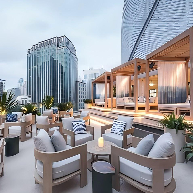 Collection de mobilier d'extérieur d'hôtel de luxe inspirée par un designer pour patio et terrasse