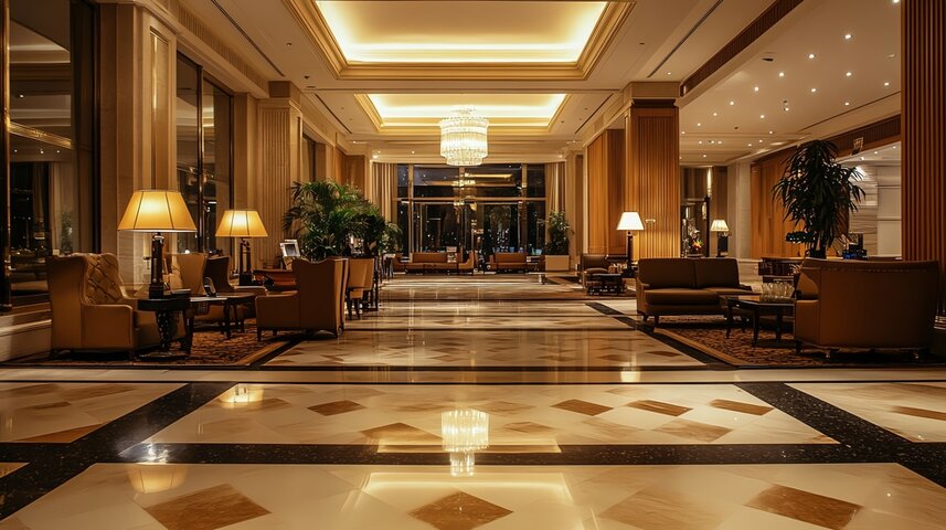 Un hall d'h&ocirc;tel luxueux