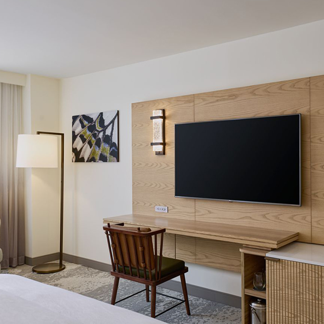 Meubles de chambre d'hôtel intégrés avec armoire et tête de lit