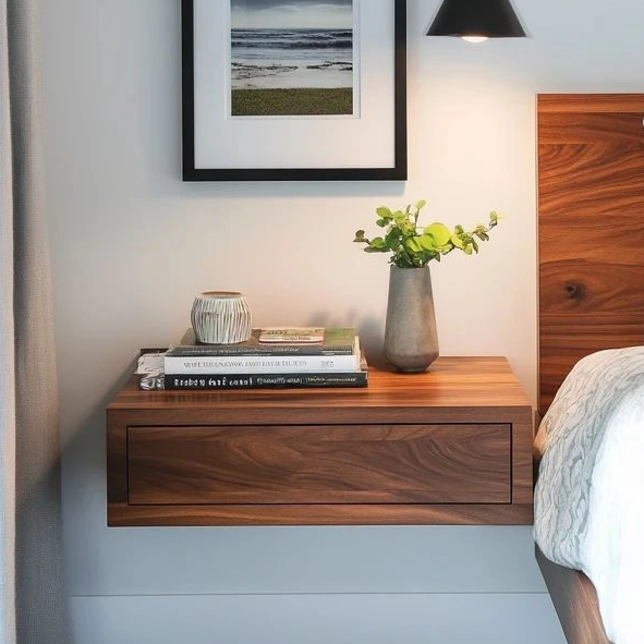 Table de nuit murale en bois pour chambre d'hôtellerie