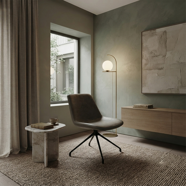 Chaise longue pivotante en similicuir à dossier haut