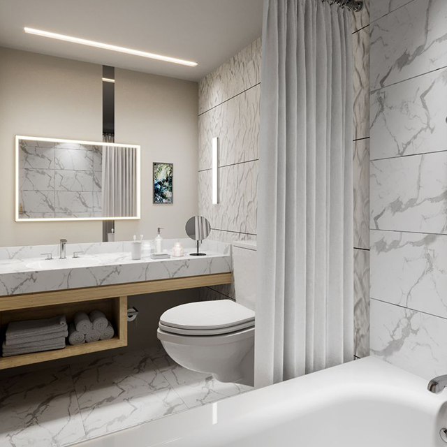 Meubles de meuble-lavabo muraux pour salle de bains, meubles FF&E pour hôtel