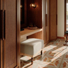 Bureau d'écriture d'hôtel moderne en bois avec tiroirs