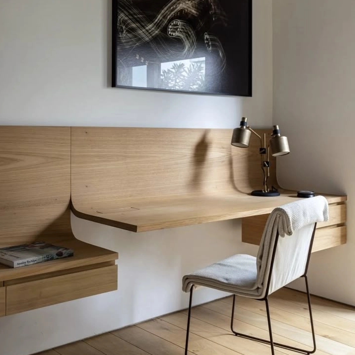 Bureau d'écriture d'hôtel moderne en bois avec tiroirs